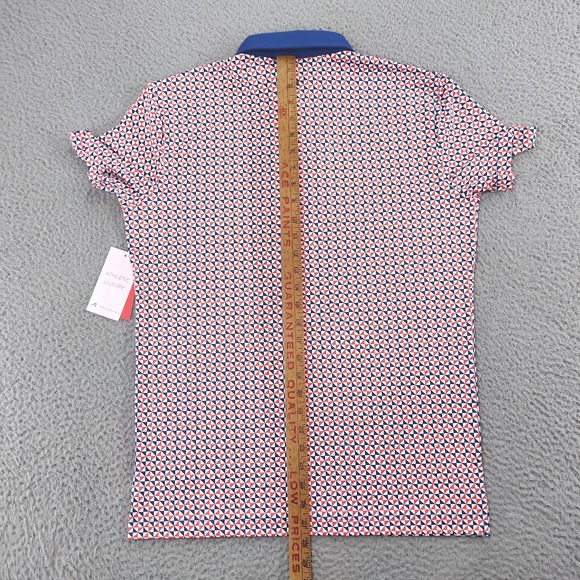 Redvanly PUREpoly Polo Shirt Mens Small Blue Geometric Golf R2424-Cowley - Picture 15 of 16